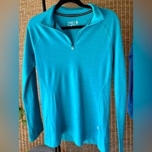 Smartwool Turquoise Merino 250 Base Layer Quarter Zip Top M